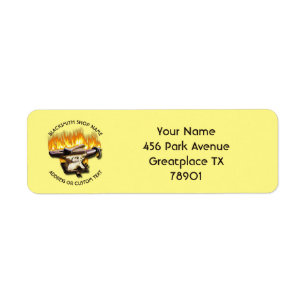 Blacksmith Shop With Anvil And Hammer In Fire Return Address Label