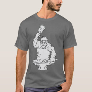 Blacksmith with anvil hammer and pliers T T-Shirt