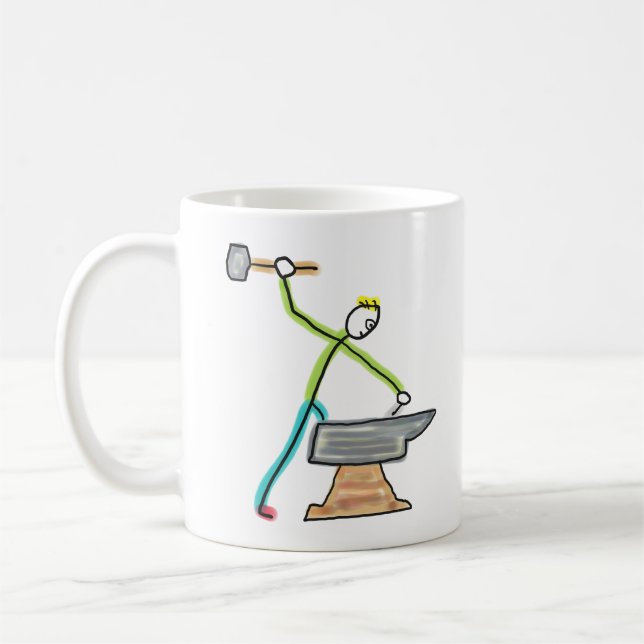 Blacksmithing Stickman Coffee Mug (Left)