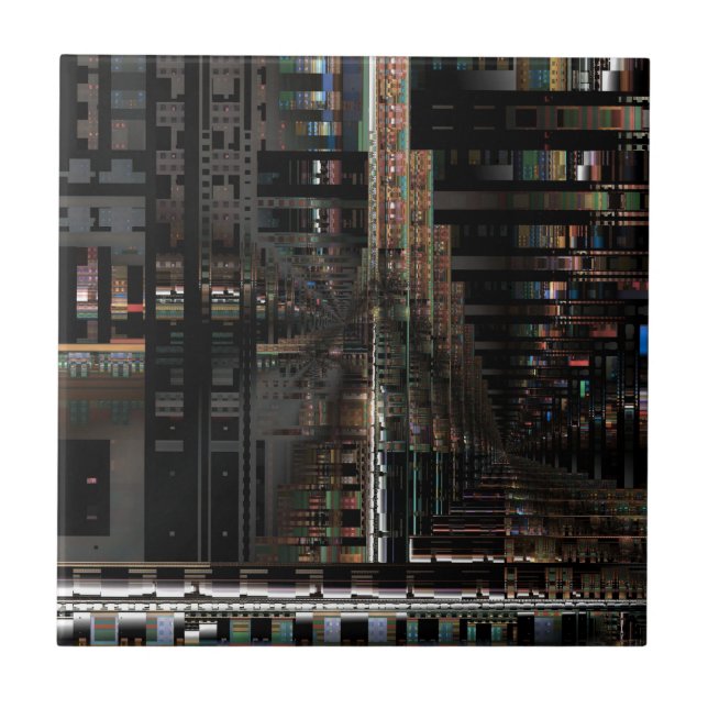 BlackTechnology Circuit Board Electronic Computer. Ceramic Tile (Front)