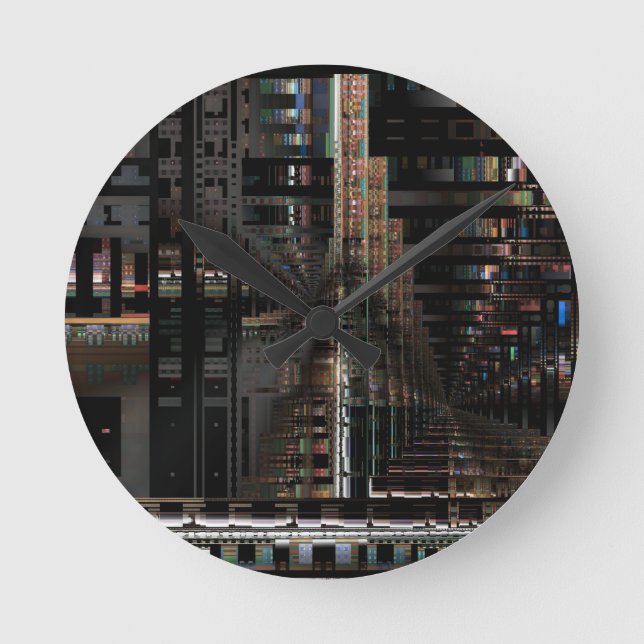 BlackTechnology Circuit Board Electronic Computer. Round Clock (Front)