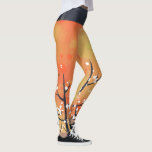 Blackthorn Blossom Spring Floral Coral Leggings<br><div class="desc">Pretty white blackthorn blossom painting on a coral orange background.</div>