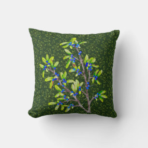 Blackthorn Branch dark green Cushion