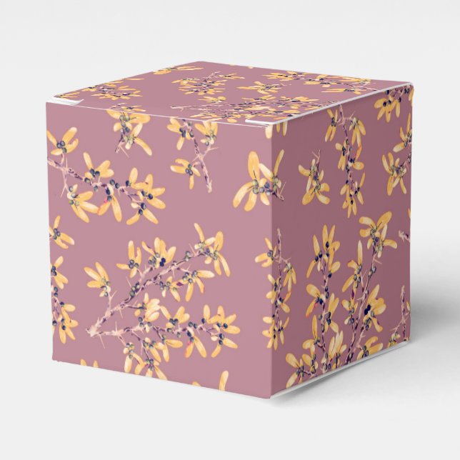 Blackthorn branches purple yellow  favour box (Front Side)
