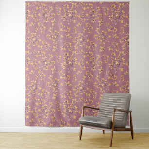 Blackthorn branches purple yellow tapestry