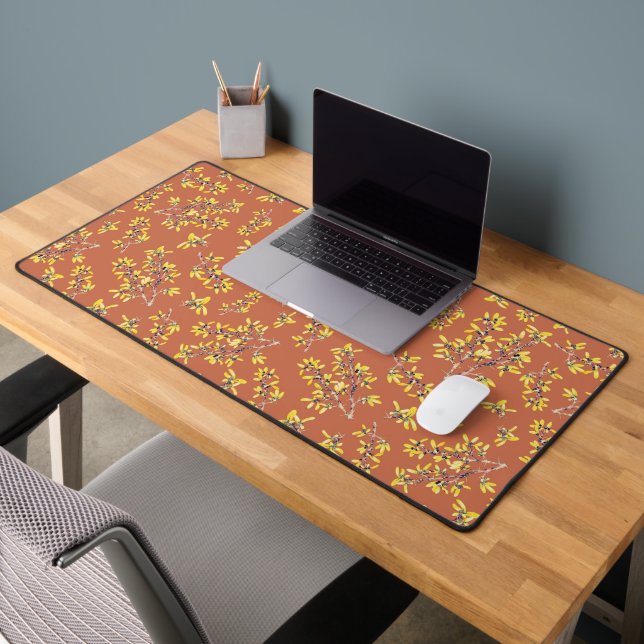 Blackthorn Pattern Deep Orange Desk Mat (Office 2)