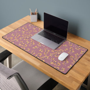 Blackthorn Pattern Purple Yellow Desk Mat