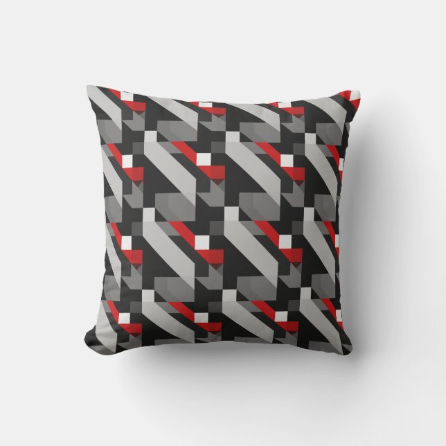 BlackToned and red colour  Geometric  Pattern Cushion (Front)