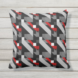 BlackToned and red colour Geometric Pattern Cushion