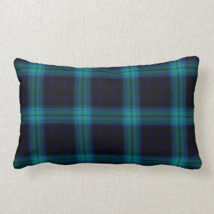 BlackWatch Black Teal Blue Green Tartan Plaid Lumbar Cushion