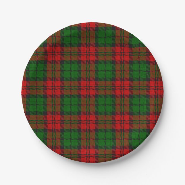 Blackwatch Campbell Tartan Red Green Plaid Paper Plate (Front)