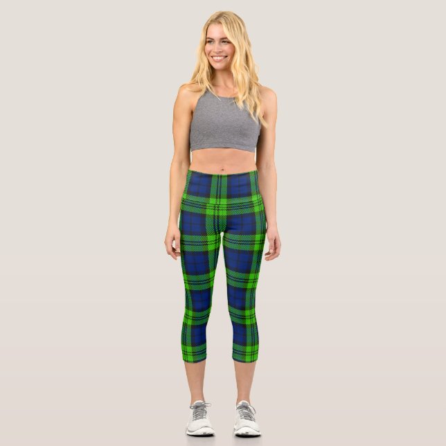 Blackwatch Plaid Tartan Capri Leggings (Front)