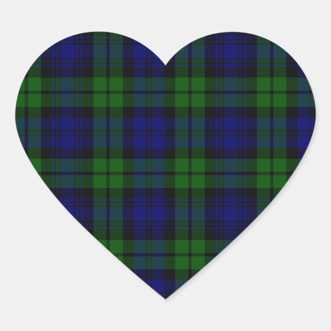 Blackwatch tartan Campbell clan Heart Sticker (Front)