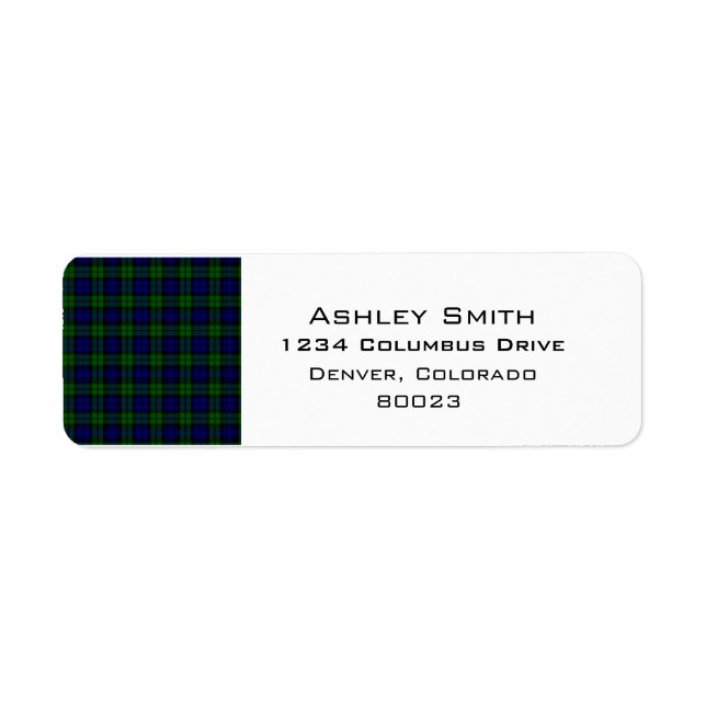 Blackwatch tartan Campbell clan Return Address Label (Front)