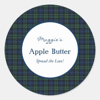 Blackwatch Tartan  Plaid Jam Jar Labelsl Classic Round Sticker