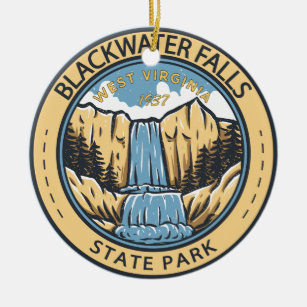 Blackwater Falls State Park West Virginia Badge Ceramic Ornament