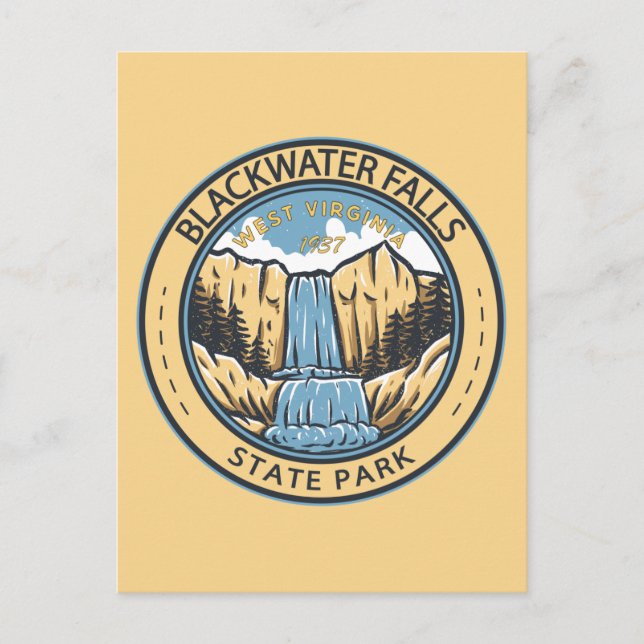 Blackwater Falls State Park West Virginia Badge Postcard (Front)