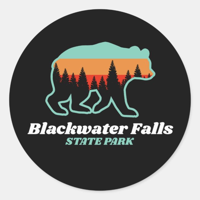 Blackwater Falls State Park West Virginia Bear  Classic Round Sticker (Front)