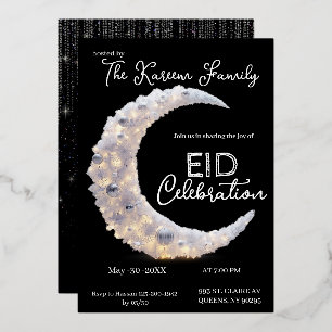 Blackwhite elegant Crescent Eid Party Invitation