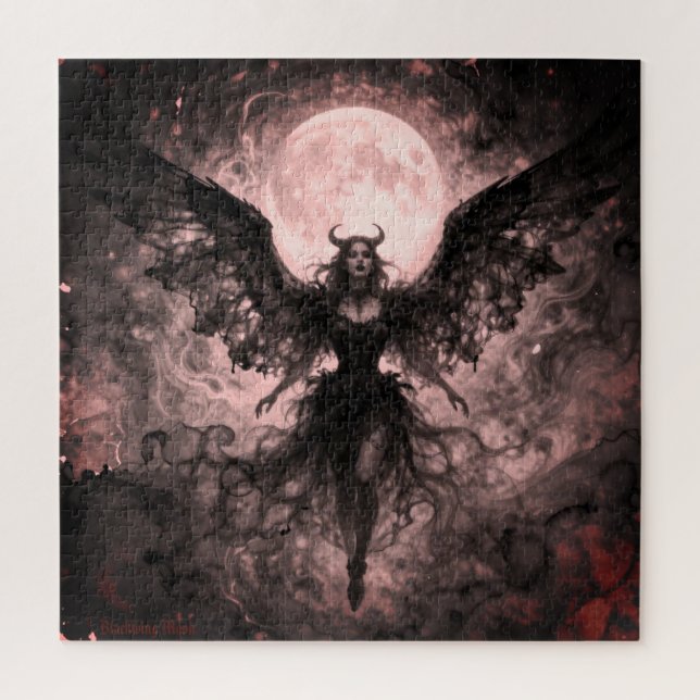 Blackwing Moon - AI Fantasy Digital Art Print Jigsaw Puzzle (Vertical)