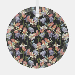 Bladder Campion Bells: Watercolor Floral Glass Tree Decoration