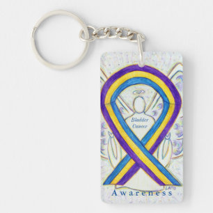 Bladder Cancer Angel Awareness Ribbon Keychain