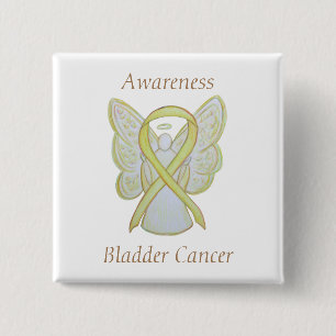 Bladder Cancer Angel Yellow Awareness Ribbon Pins