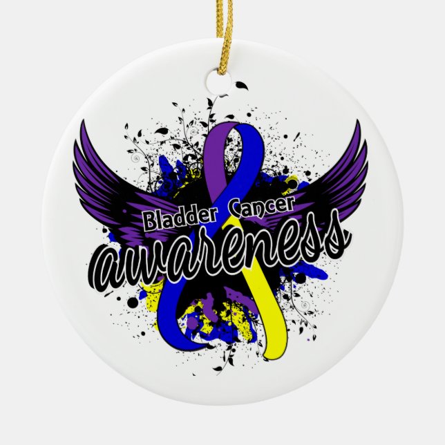 Bladder Cancer Awareness 16 Ceramic Tree Decoration (Front)