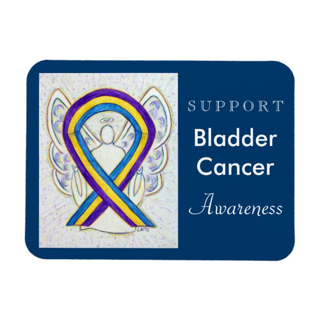 Bladder Cancer Awareness Angel Ribbon Gift Magnet (Horizontal)