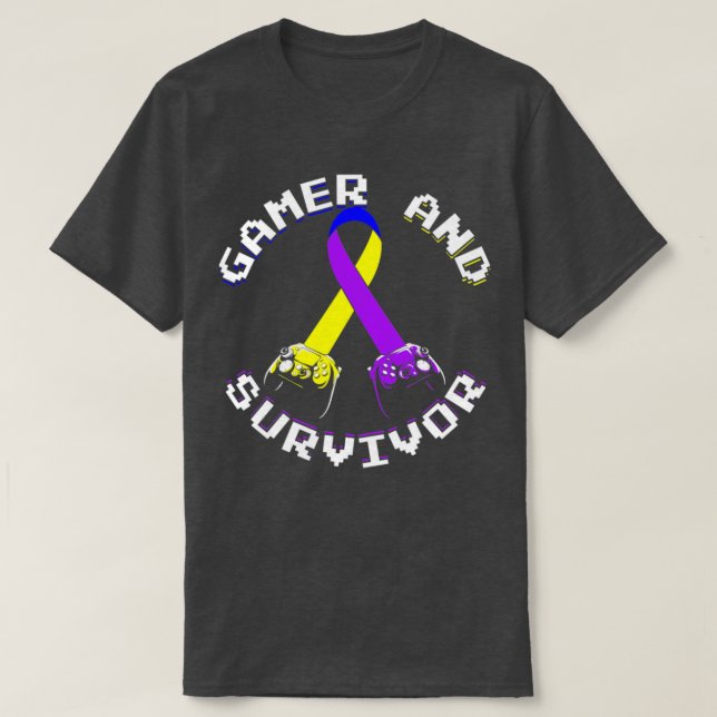 Bladder Cancer Awareness Gamer And Survivor Gift T-Shirt (Design Front)