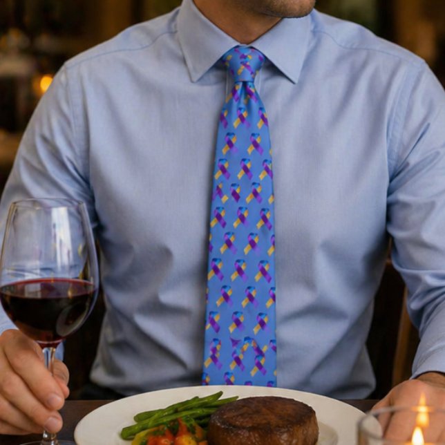 Bladder Cancer Awareness Merigold Ribbon Blue Tie (Bladder Cancer Awareness Merigold Ribbon Blue Neck Tie)