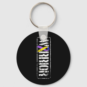 Bladder Cancer Awareness - Military Warrior Ribbon Key Ring