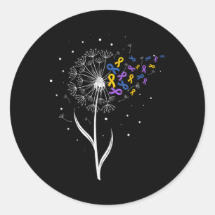 Bladder Cancer Awareness Ribbon & Dandelion Su Classic Round Sticker