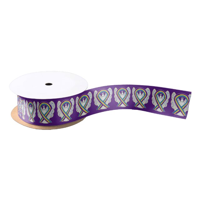 Bladder Cancer Awareness Ribbon Angels Design Satin Ribbon (Spool)