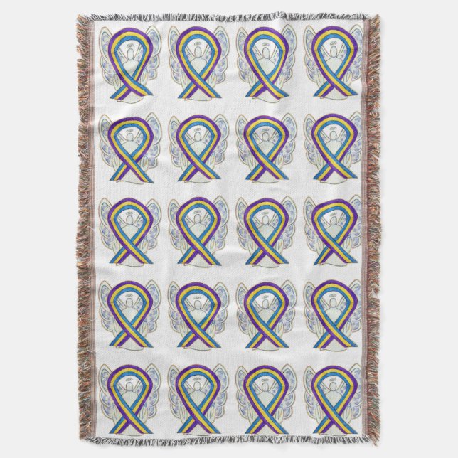 Bladder Cancer Awareness Ribbon Art Throw Blankets (Front Vertical)