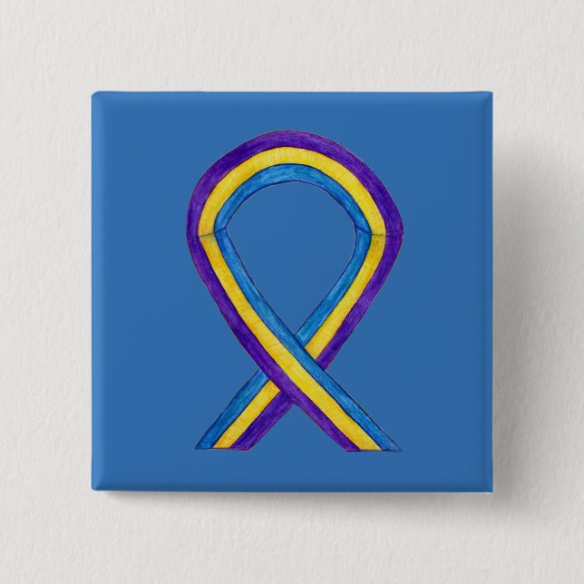 Bladder Cancer Awareness Ribbon Custom Pin Buttons (Front)