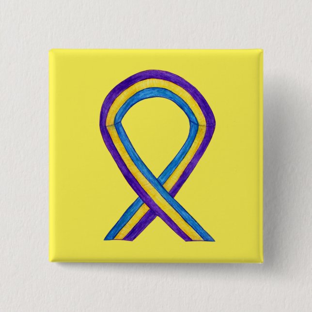 Bladder Cancer Awareness Ribbon Custom Pin Buttons (Front)