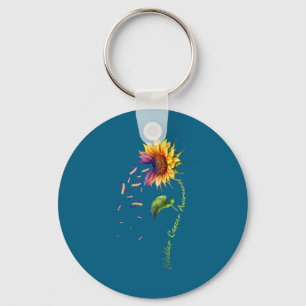 Bladder Cancer Awareness Sunflower Illustration Key Ring