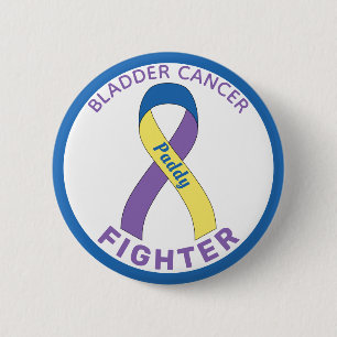 Bladder Cancer Fighter Ribbon White Button