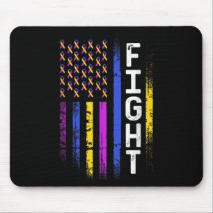 Bladder Cancer Flag Purple Yellow Blue Ribbon Awar Mouse Pad