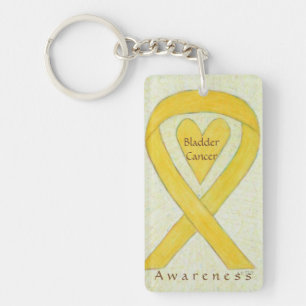 Bladder Cancer Heart Awareness Ribbon Keychain