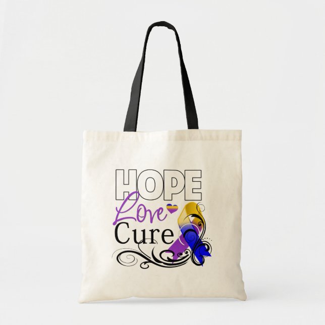 Bladder Cancer Hope Love Cure Tote Bag (Front)