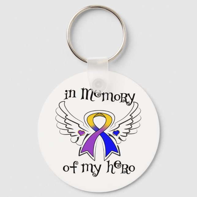 Bladder Cancer In Memory of My Hero Key Ring (Front)