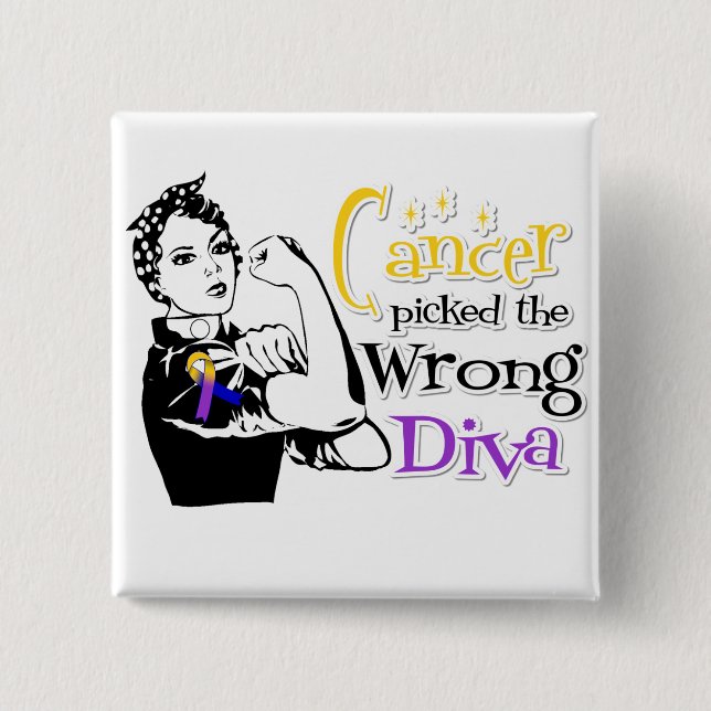 Bladder Cancer Picked The Wrong Diva 15 Cm Square Badge (Front)