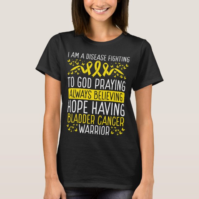 Bladder Cancer Warrior Disease Awareness Ribbon T-Shirt (Front)