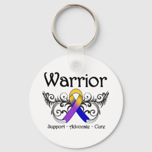 Bladder Cancer Warrior Scroll Wings Key Ring
