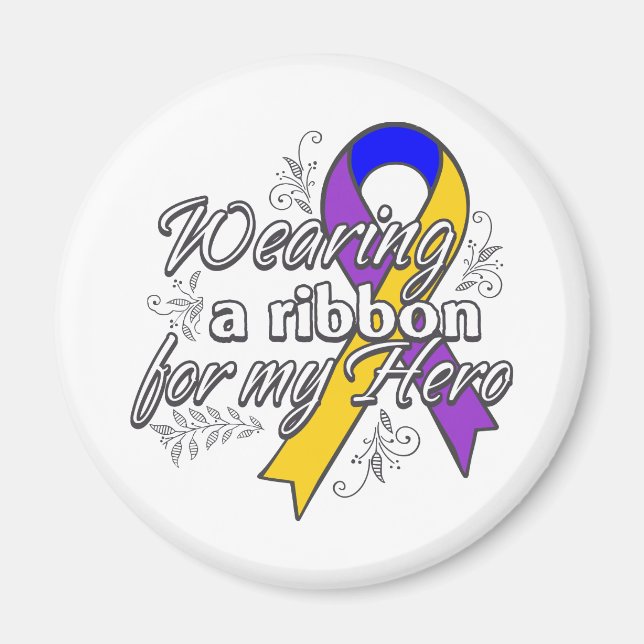 Bladder Cancer Wearing a Ribbon For My Hero Magnet (Front)