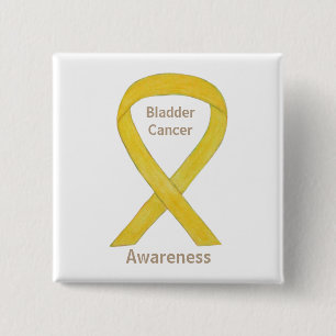 Bladder Cancer Yellow Awareness Ribbon Pin Button