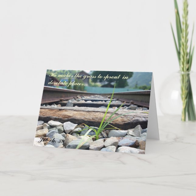 Blade of Grass on Railroad Tracks Card (Front)