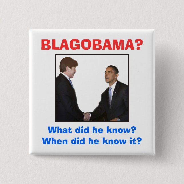 BLAGOBAMA? 15 CM SQUARE BADGE (Front)
